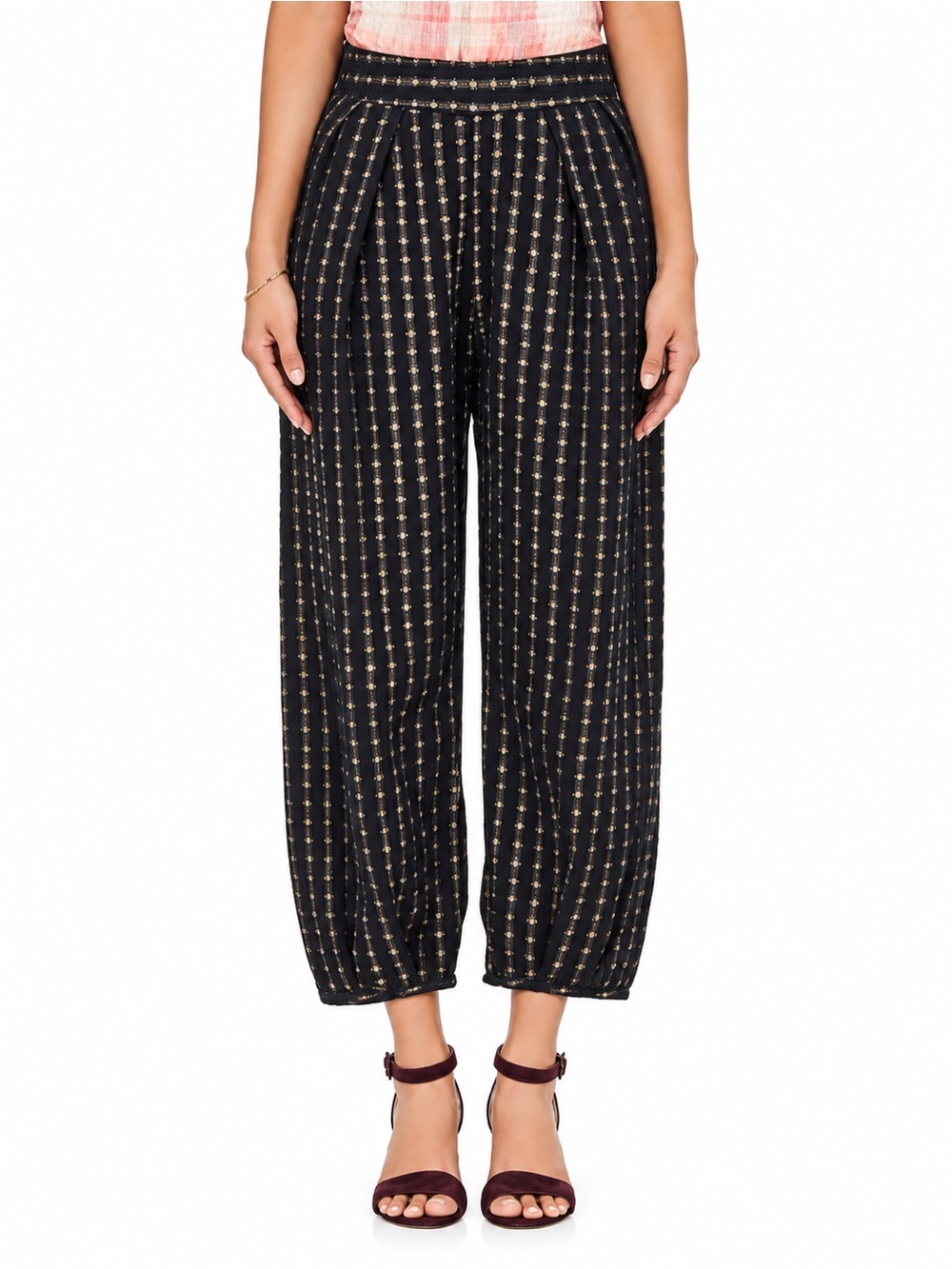 Ace & Jig Casbah Pants in Mirrorball black 0016 metallic pleated small